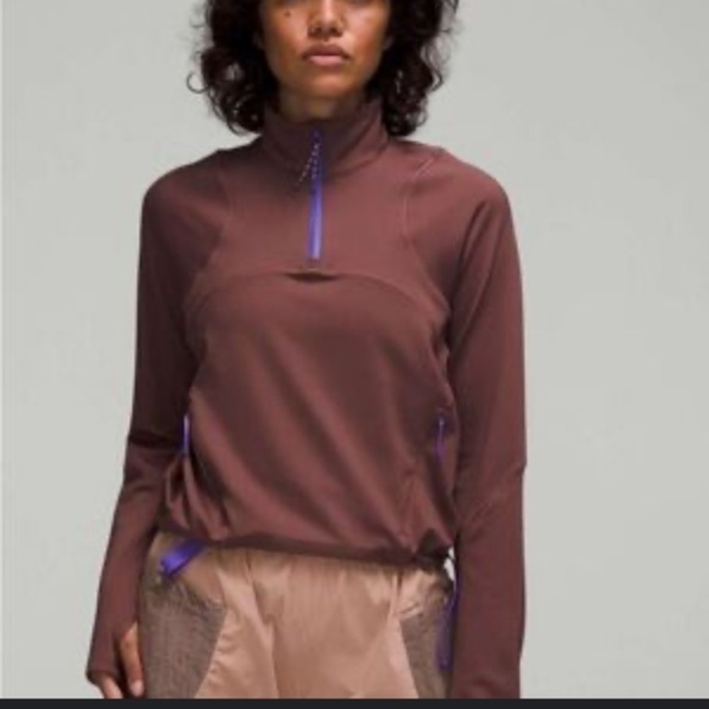 Lululemon Tech Fleece Hiking 1/4 Zip Pullover, Size 4  Dark Oxide / Pink Clay
